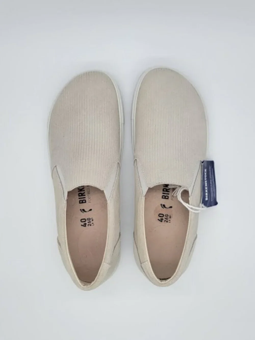 BIRKENSTOCK Oswego Corduroy Slip On Sneakers Ivory Cream EU Size 40 NWT